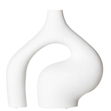 Jarrón blanco de cerámica, moderno, original y elegante.