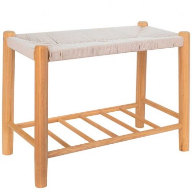 Banco de madera estilo nórdico, ideal para colocar como asiento adicional, pie de cama o descalzador.