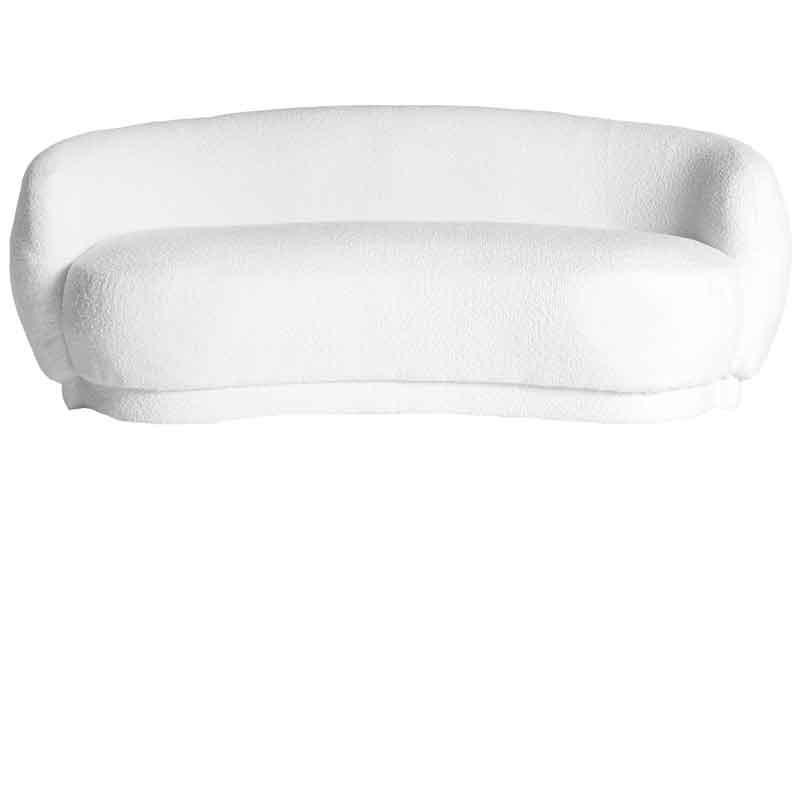 Sofá blanco de 3 plazas de algodón bouclé, ideal para combinar con cualquier estilo de decoración