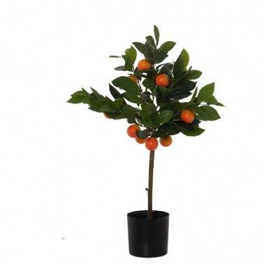 Planta artificial simulando un naranjo, con frutas incluidas, de 60 cm de altura.