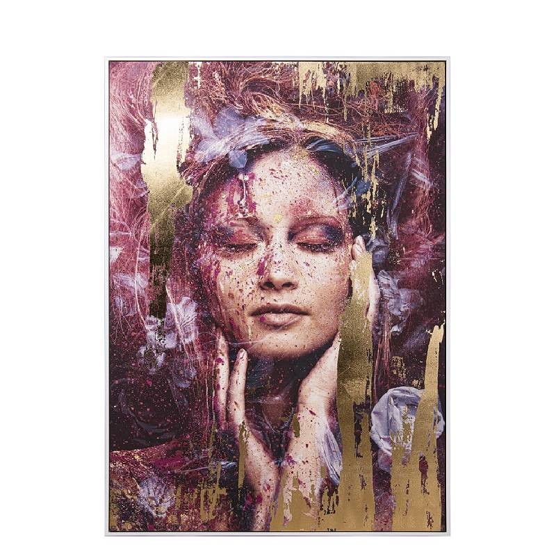 Cuadro lienzo impreso con retoques al óleo mujer ojos cerrados