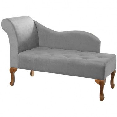 Sofá chaise longue terciopelo gris.