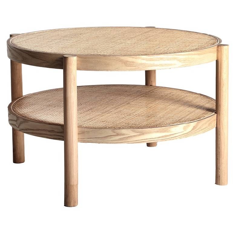 Mesa de centro redonda de madera de fresno