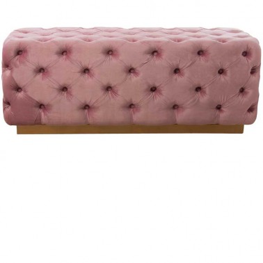 Banqueta de terciopelo rosa tapizado terciopelo capitoné