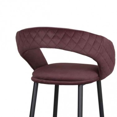 Taburete alto respaldo y asiento tapizado color berenjena
