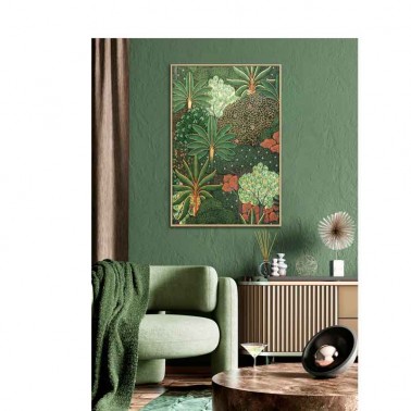 Cuadro decorativo en tonos verdes estampado botánico