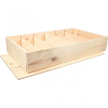 Bonita caja de madera en crudo con tapa y 6 separadores