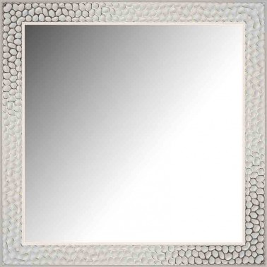 Espejo de Pared Moldura Grabada Blanco y Plata  Espejos