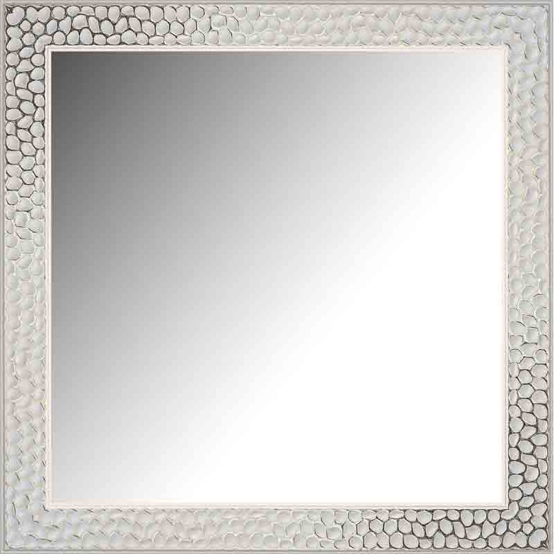 Espejo de Pared Moldura Grabada Blanco y Plata  Espejos
